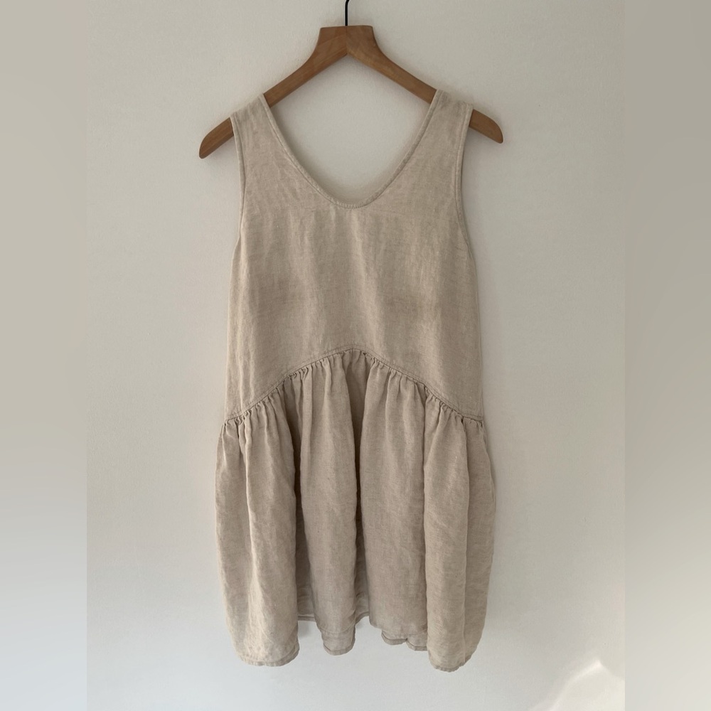 notPERFECTLINEN Volume Dress in Beige